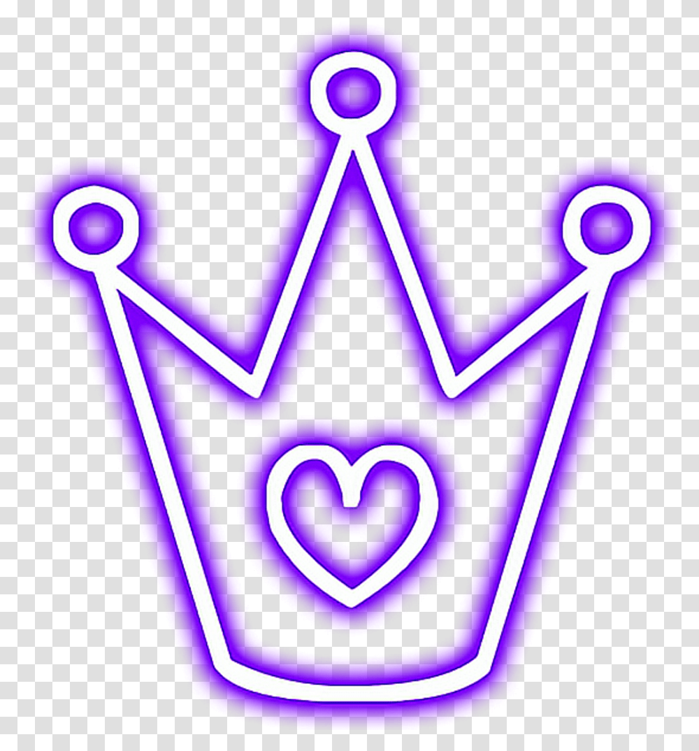 Glowing Glowing Neon Crown, Symbol, Heart, Hook, Anchor Transparent Png