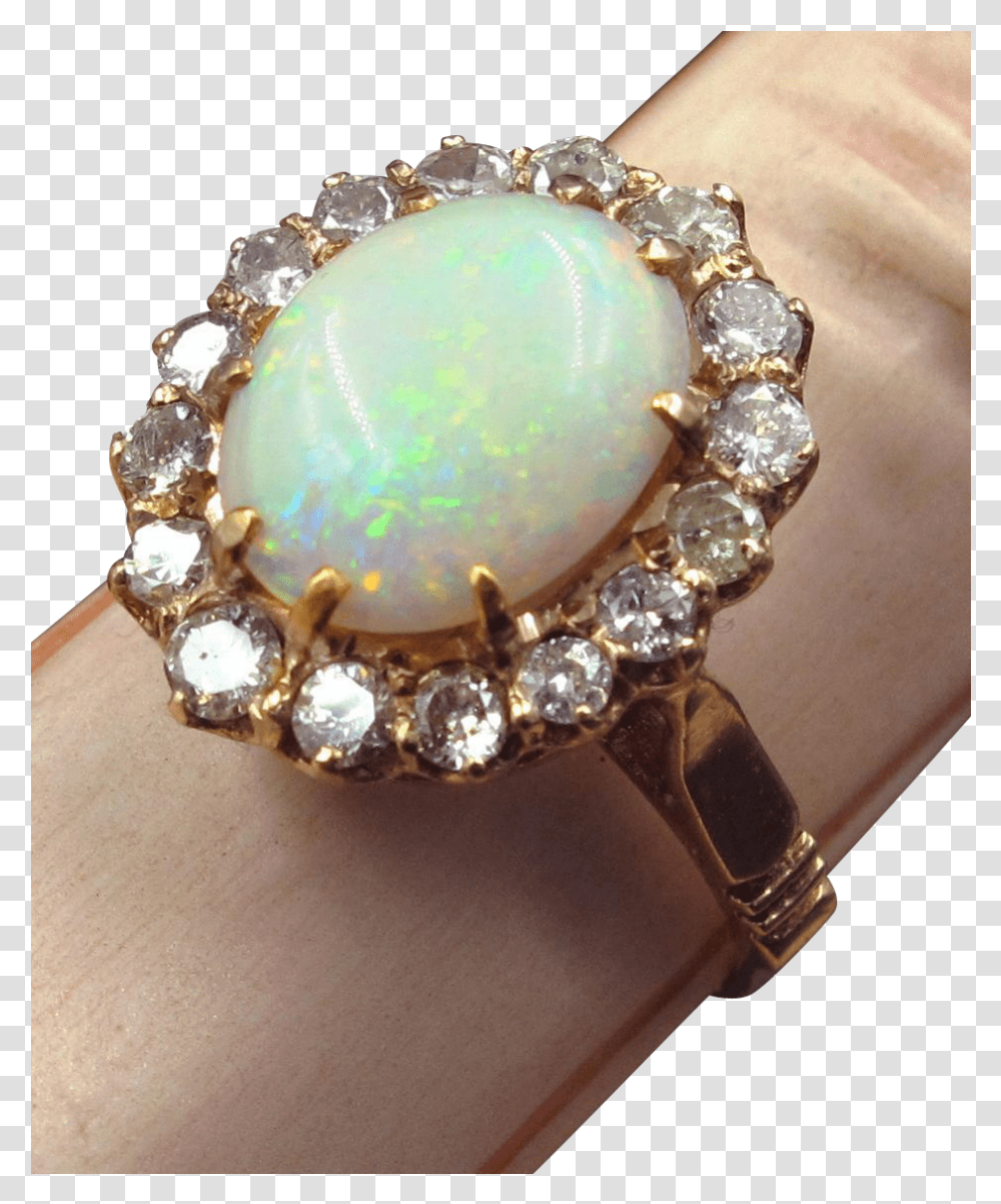 Glowing Opal Ring In 14k Rose Gold With Diamond Halo, Gemstone, Jewelry, Accessories, Accessory Transparent Png