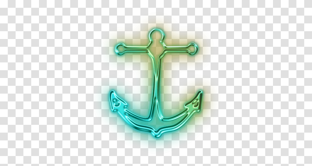 Glowinggreenneoniconsymbolsshapesanchor4 Green Anchor, Alphabet, Text, Number Transparent Png