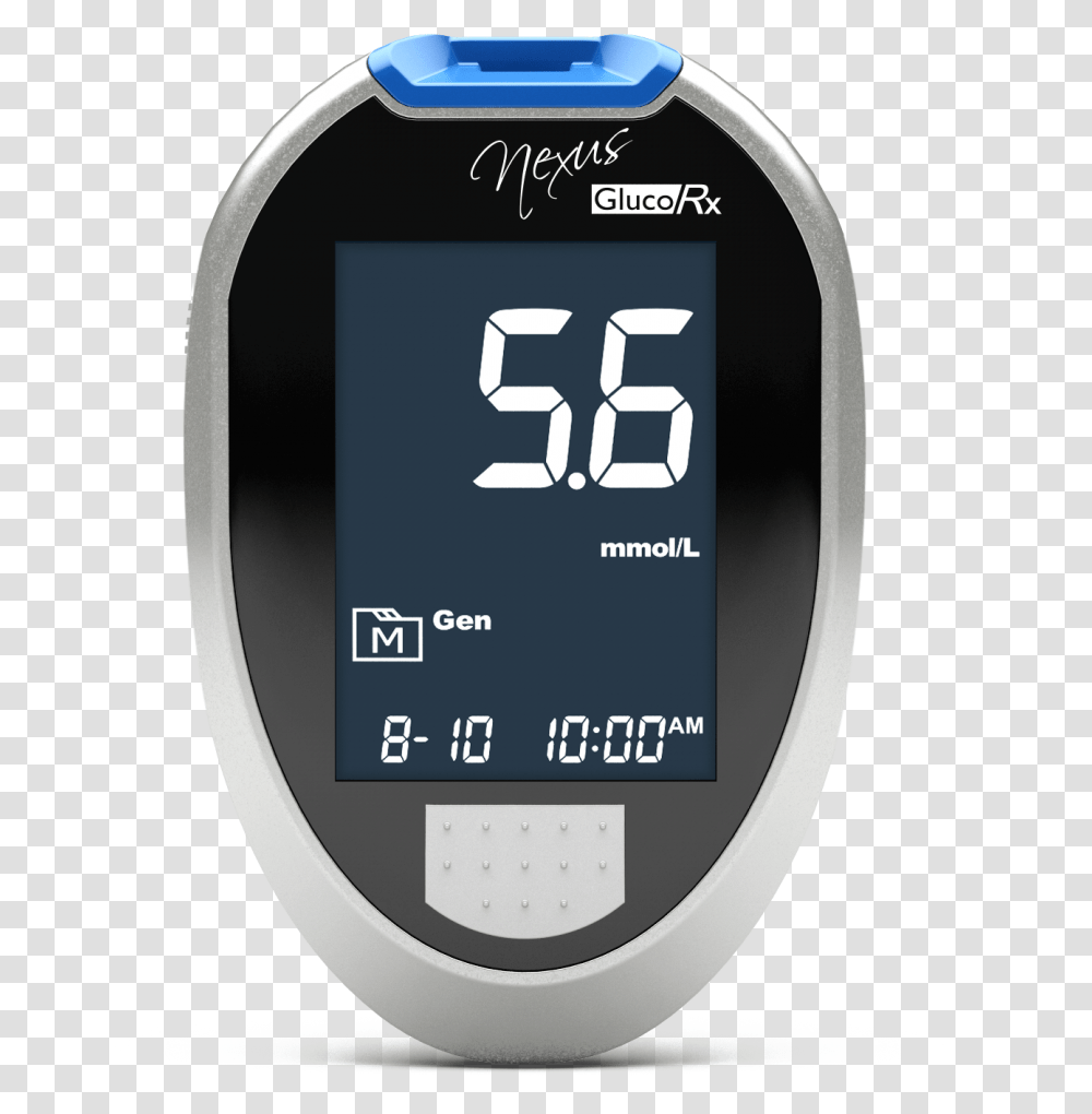 Glucorx Nexus Blood Glucose Meter Glucorx Nexus Blue Blood Glucose Monitoring System Bluetooth, Digital Watch, Wristwatch Transparent Png