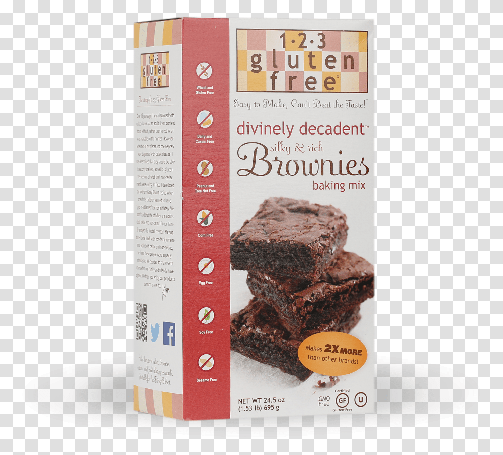 Gluten Free Cacao Brownie Mix, Dessert, Food, Chocolate, Cookie Transparent Png