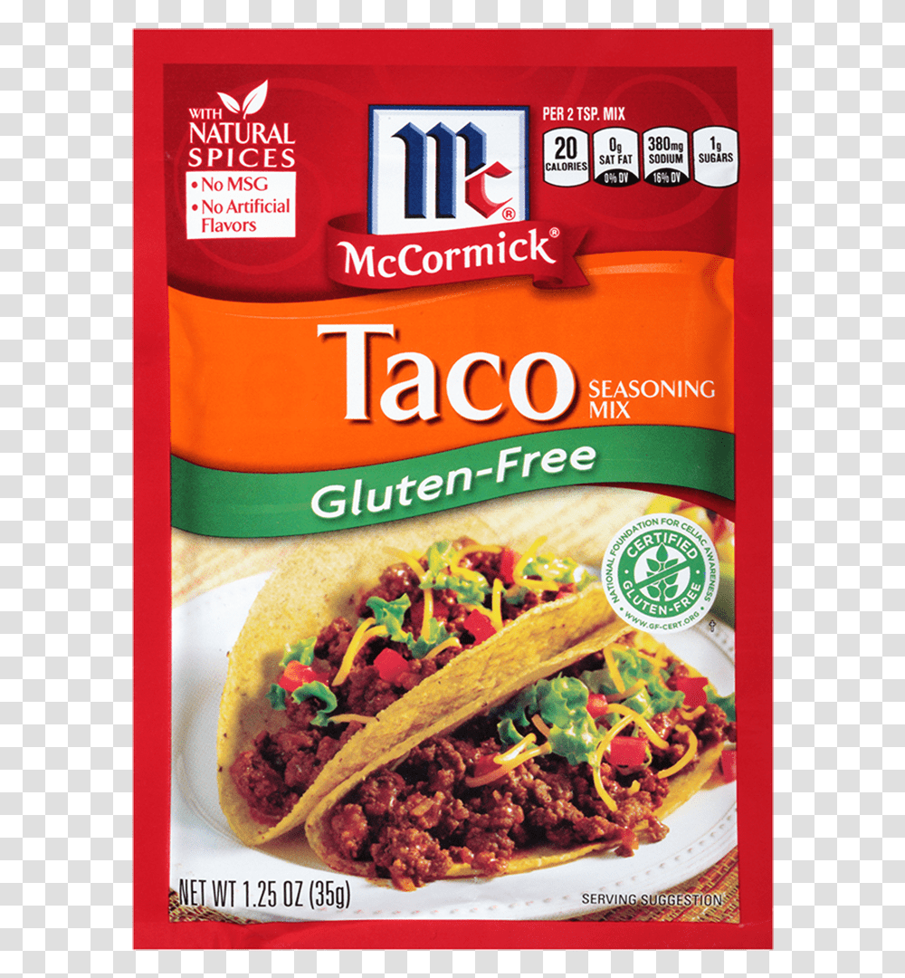 Gluten Free Taco Seasoning Mix Mccormick Bag N Season, Food, Hot Dog Transparent Png