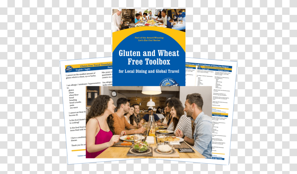 Glutenfree Passport Gluten Free Travel Paks Portugal Almorzar En Restaurante, Person, Human, Advertisement, Flyer Transparent Png