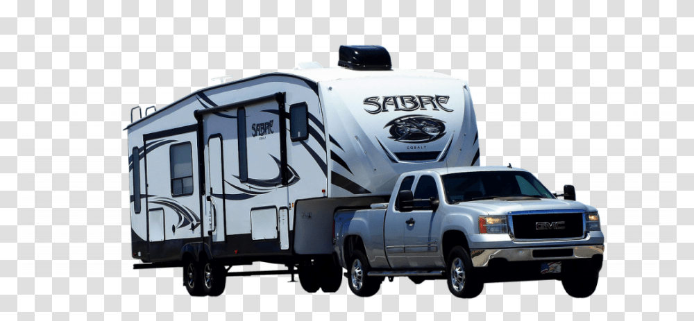 Gmc Truck Pulling A Fifth Wheel Camper Trailer Pick Up Con Roulotte, Vehicle, Transportation, Van, Pickup Truck Transparent Png