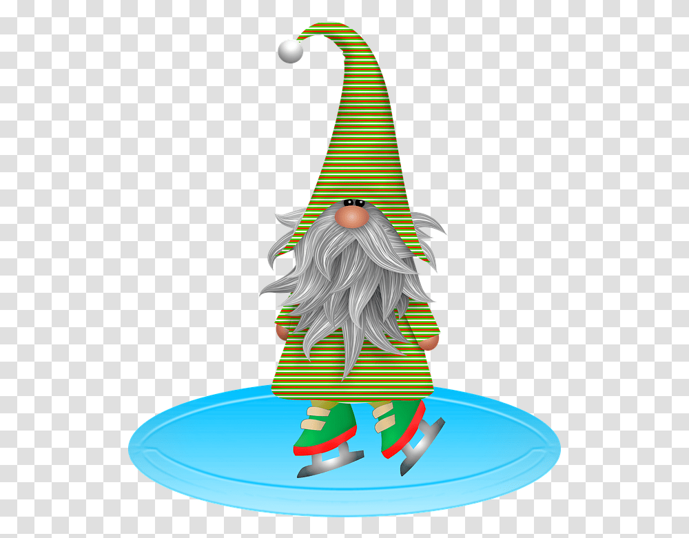 Gnome Ice Skating Christmas Free Image On Pixabay Free Clip Art Gnomes Christmas, Tree, Plant, Ornament, Clothing Transparent Png