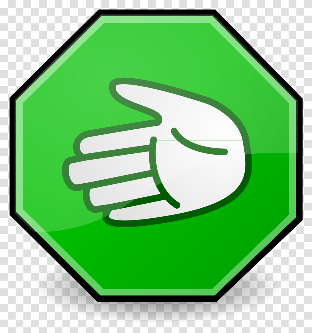 Go Hand Sign Clipart Download Traffic Sign, Label, Pillow Transparent Png
