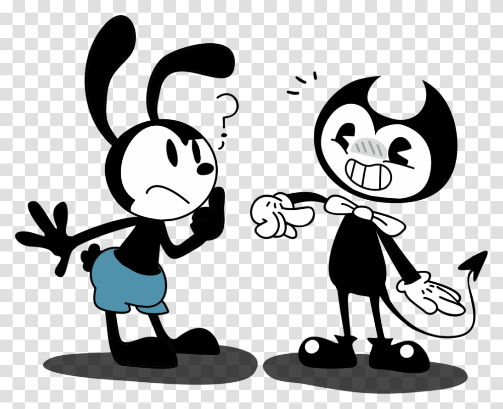 Go To Image Mickey Oswald And Bendy, Stencil, Face, Drawing Transparent Png