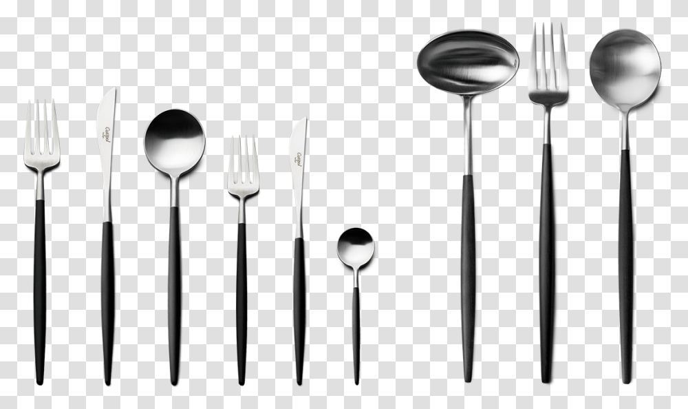Goa Matteblack Handle 75 Pc Set Special Order, Cutlery, Fork, Spoon Transparent Png