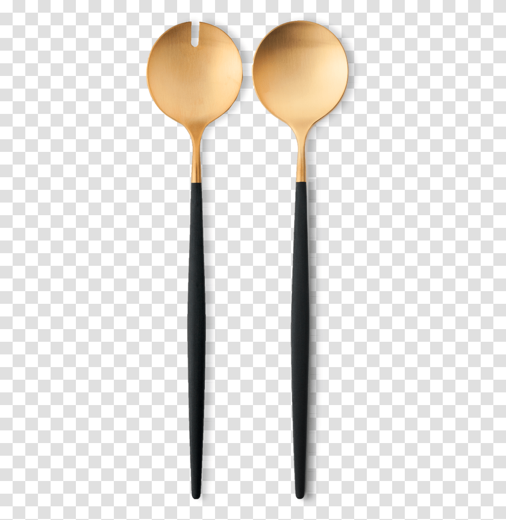 Goa Salad Servers Brushed Gold And Black Handle In 2020 Cutipol Gold Serving Sets, Spoon, Cutlery, Tool, Toothbrush Transparent Png