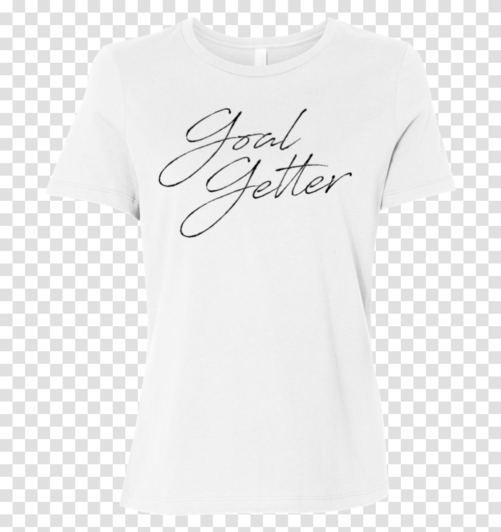 Goal Getter Script White Graphic Tee Active Shirt, Apparel, T-Shirt Transparent Png