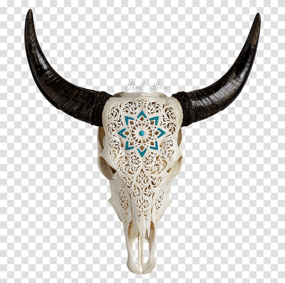 Goat Horns Carved Cow Skull Xl Horns Cow Skull Engravings, Antler, Longhorn, Cattle, Mammal Transparent Png