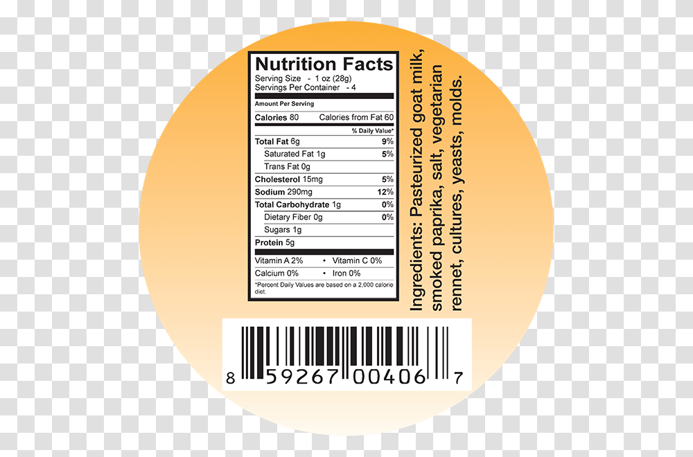 Goat Milk Cheese Ingredient Label Cheese Ingredient Label, Menu, Paper, Poster Transparent Png