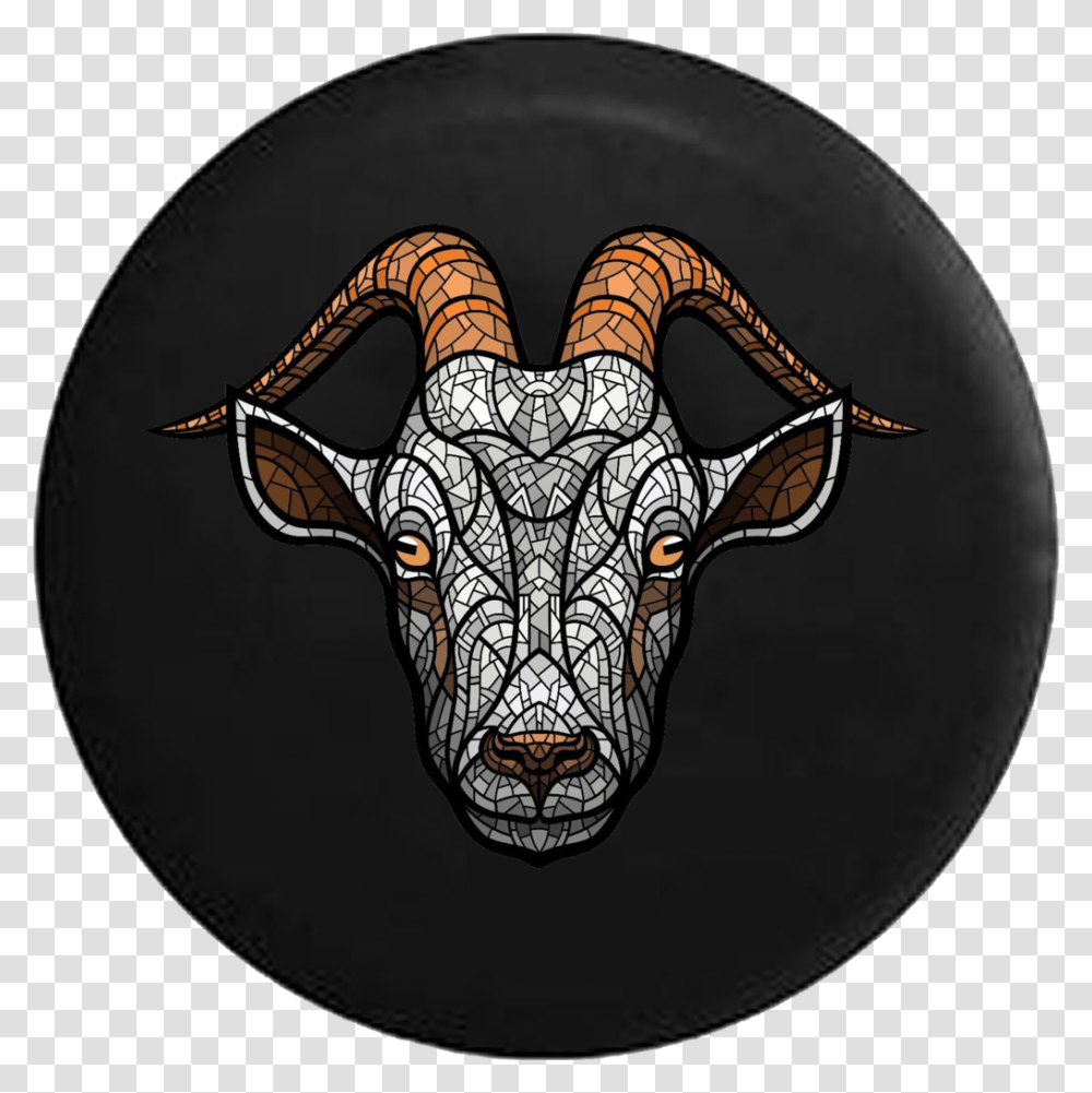 Goat Mosaic Stained Glass Jeep Camper Spare Tire Cover Goat, Animal, Mammal, Wildlife Transparent Png