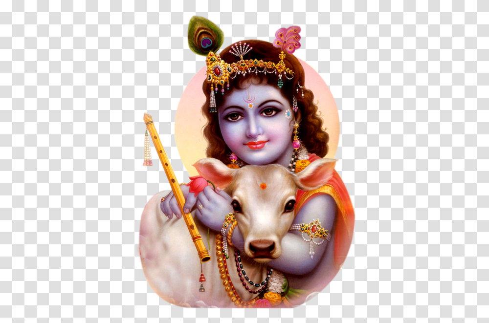 God Images Lord Krishna With Calf, Bead, Accessories, Figurine, Person Transparent Png