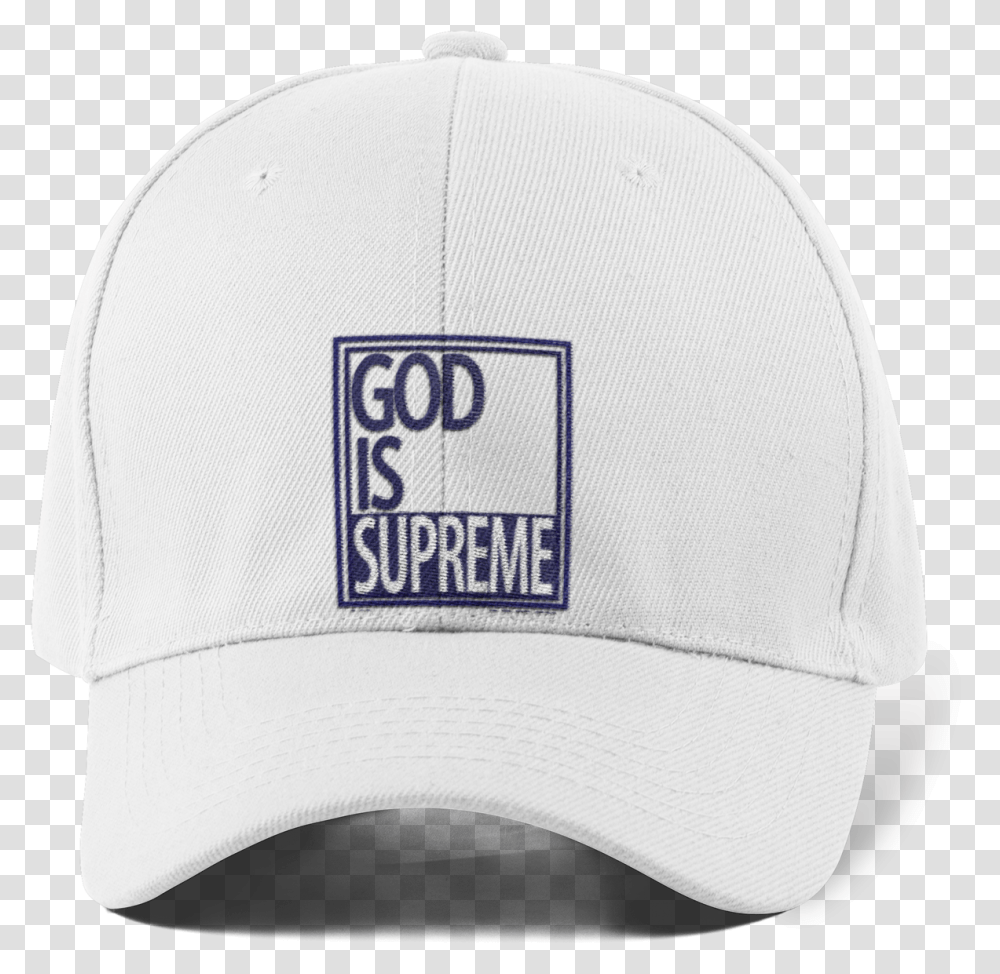 God Is Supreme Logo Dad Hat White & Navy Baseball Cap, Clothing, Apparel Transparent Png