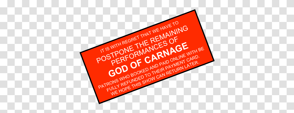 God Of Carnage O2, Text, Paper, Business Card Transparent Png