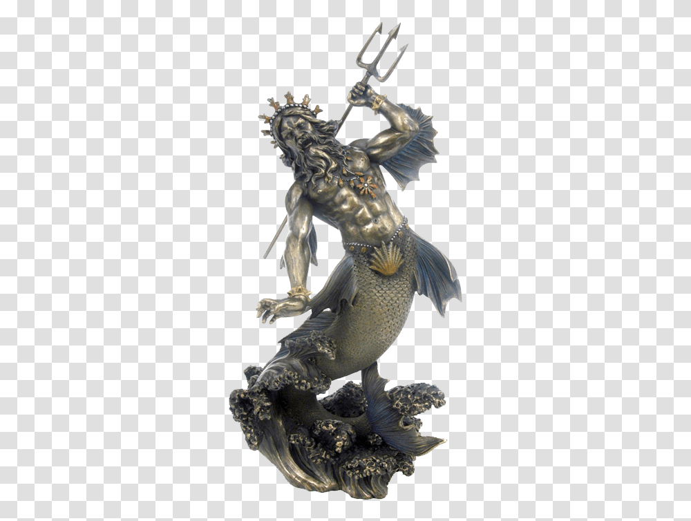 God Of The Sea Statue Greek God Merman, Sculpture, Dinosaur, Reptile Transparent Png