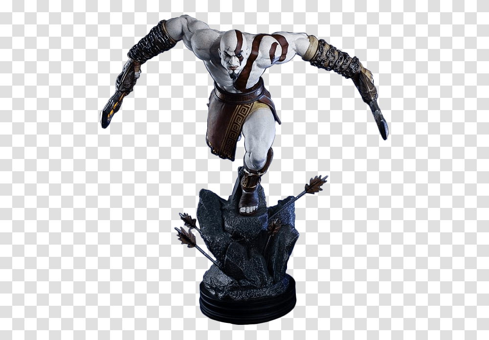 God Of War Lunging Kratos Statue Gaming Heads Popcultcha, Person, Figurine, Leisure Activities, People Transparent Png