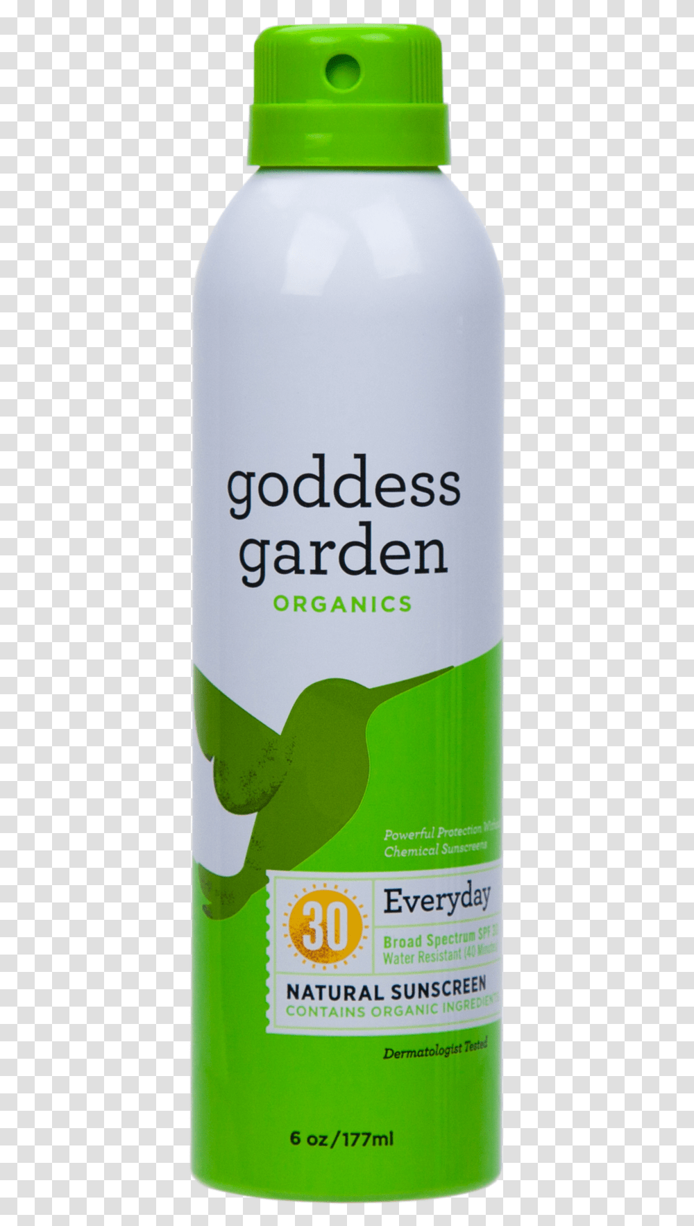 Goddess Garden Sunblock Spray, Bottle, Tin, Can, Aluminium Transparent Png