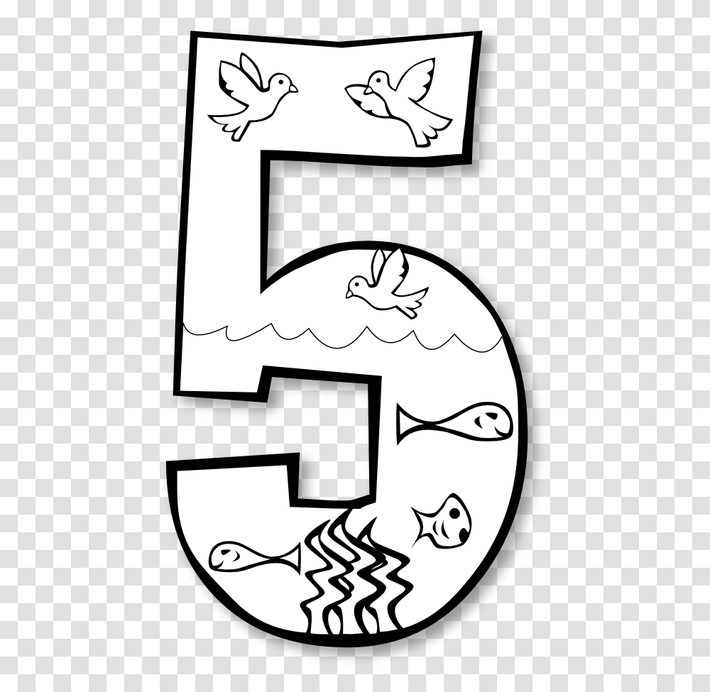 Gods Creation Coloring Pages Day Creation Day Birds Fish, Number, Animal Transparent Png