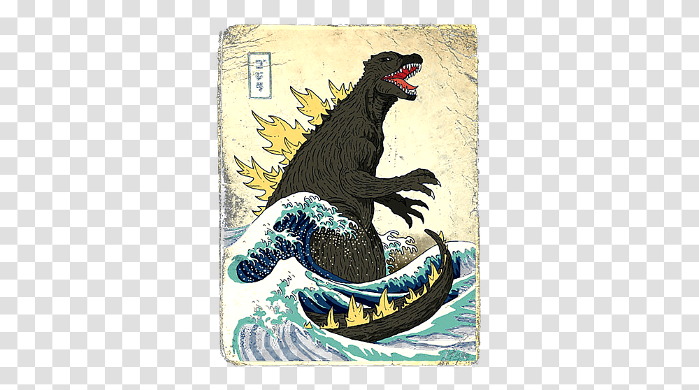 Godzilla Tote Bag Great Monster Off Kanagawa, Animal, Reptile, Bird, Art Transparent Png