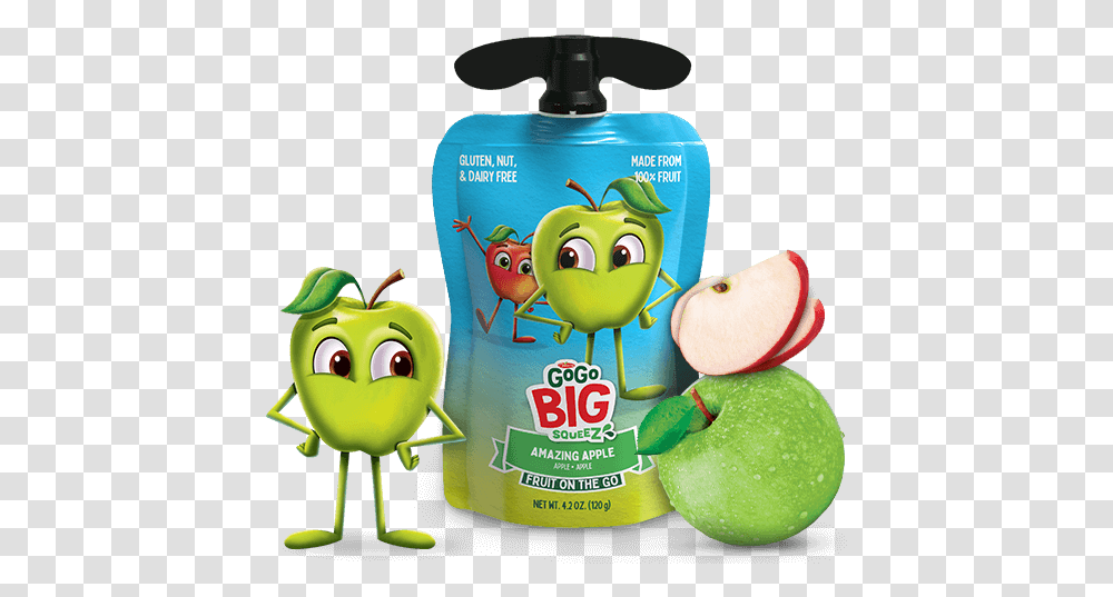 Gogo Big Squeez Amazing Apple 100 Fruit In A Bigger Pouch Gogo Squeez Big Pear And Strawberry, Bottle, Toy, Plant, Cosmetics Transparent Png
