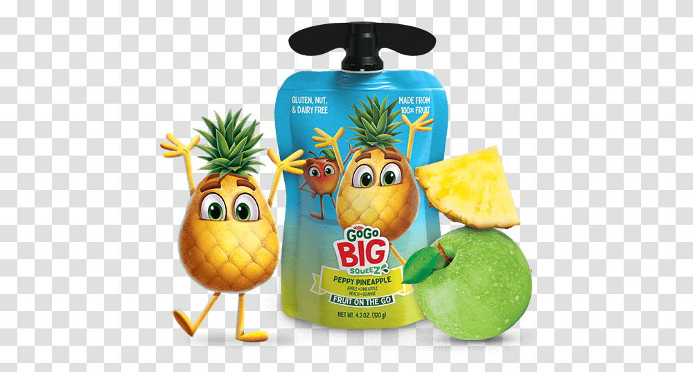 Gogo Big Squeez Peppy Pineapple 100 Fruit In A Bigger Gogo Squeez Big, Plant, Food, Bottle, Toy Transparent Png