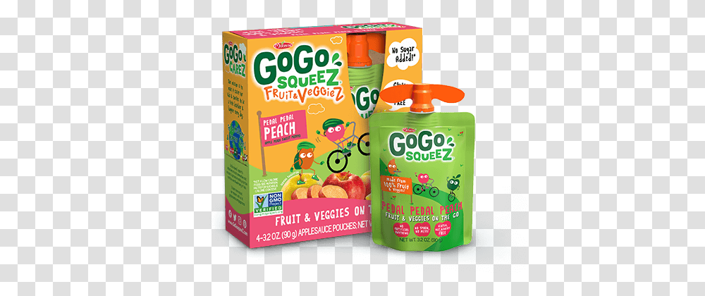 Gogo Squeez Pedal Peach Fruit & Veggiez Snack Pouches Gogo Squeez Apple Strawberry, Bottle, Gum Transparent Png