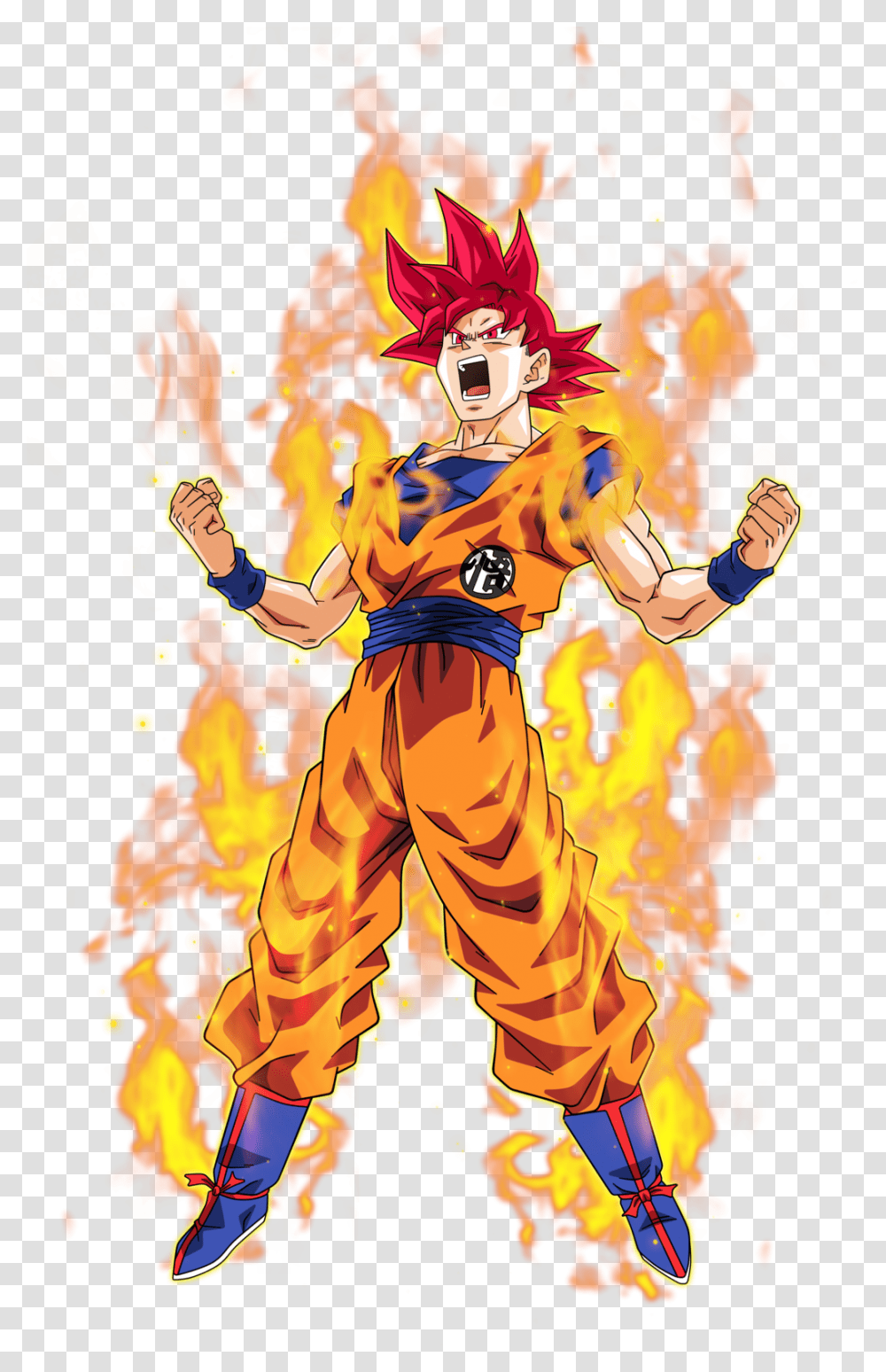 Goku Super Saiyan God Pics Dragon Ball Goku Ssj God, Fire, Person Transparent Png