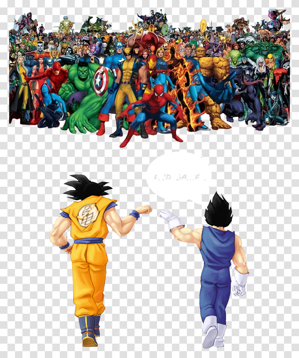 Goku Y Vegeta Vs Super Heroes Transparent Png