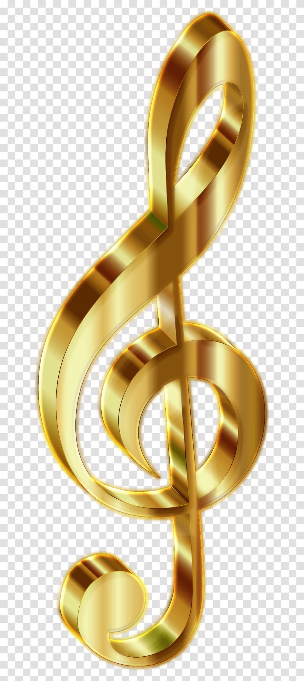 Gold 3d Clef 2 Enhanced No Background Clip Arts Gold Music Note, Brass Section, Musical Instrument, Horn, Trophy Transparent Png