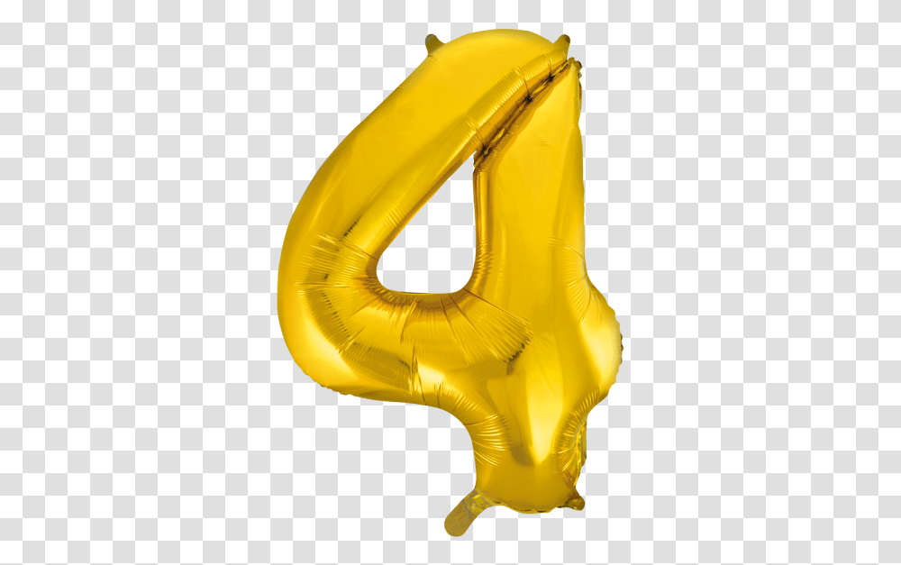 Gold 4 Balloon Numbers, Inflatable, Helmet, Clothing, Apparel Transparent Png