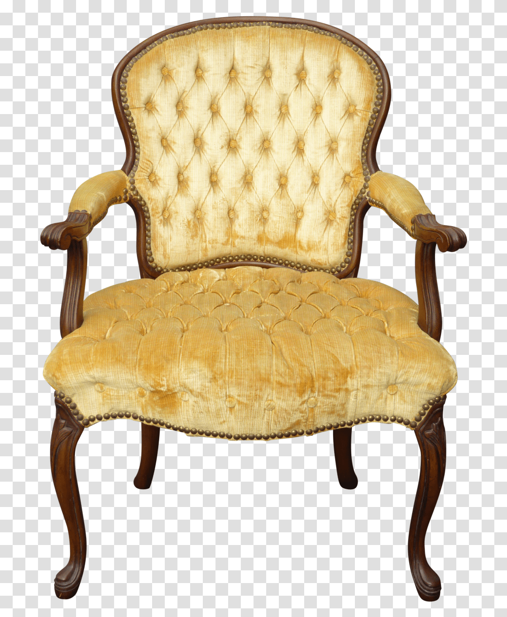 Gold Accent Gold Velvet Chair Antique, Furniture, Armchair Transparent Png