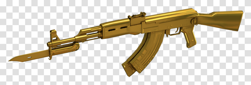 Gold Ak 47 Ak 47 Gold, Gun, Weapon, Weaponry, Rifle Transparent Png