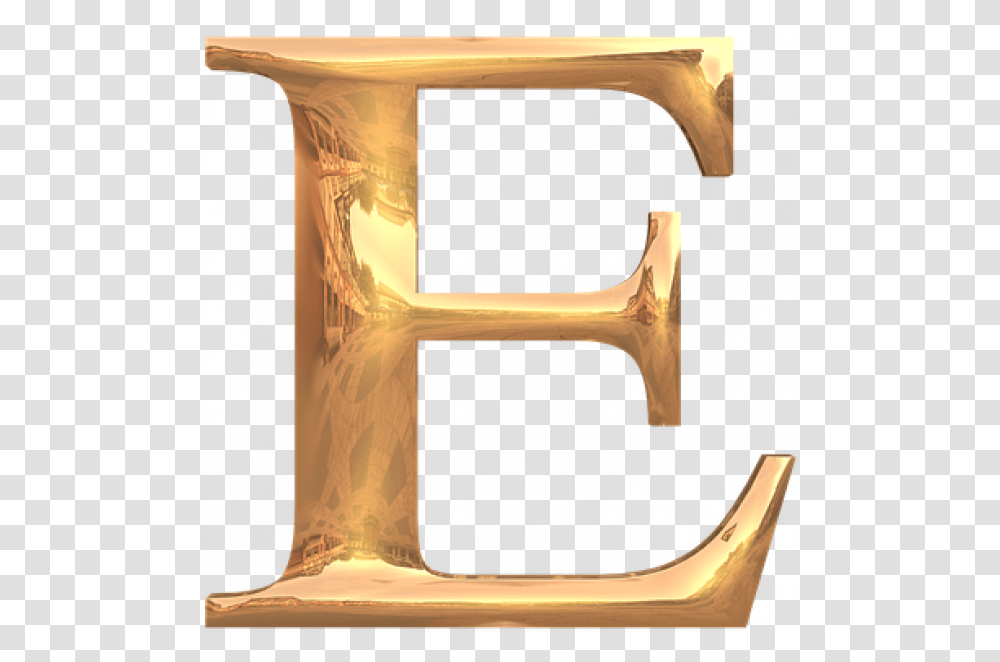 Gold Alphabet Letters Letter E, Musical Instrument, Axe, Tool, Horn Transparent Png