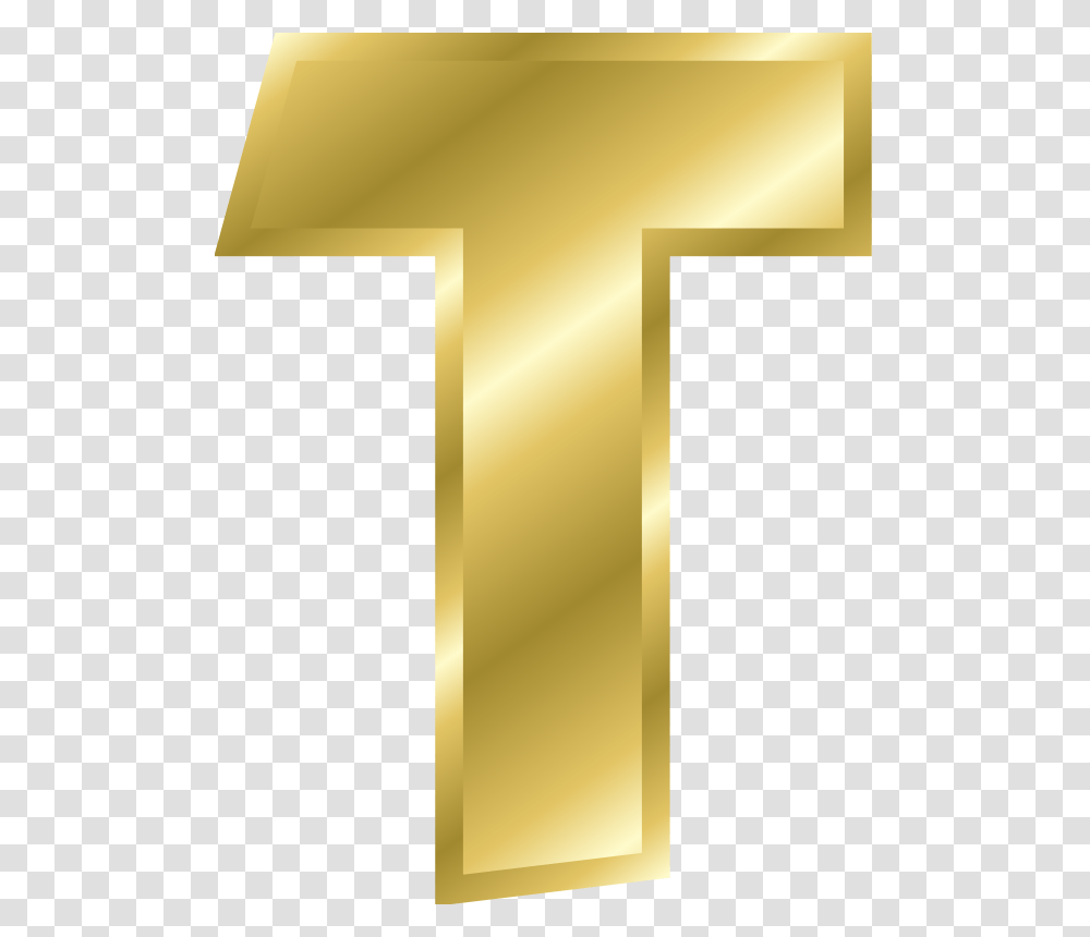Gold Alphabet Letters The Letter T Lettering, Cross, Crucifix Transparent Png