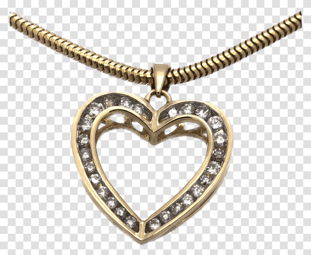 Gold And Diamond Heart Necklace Locket, Pendant, Jewelry, Accessories, Accessory Transparent Png