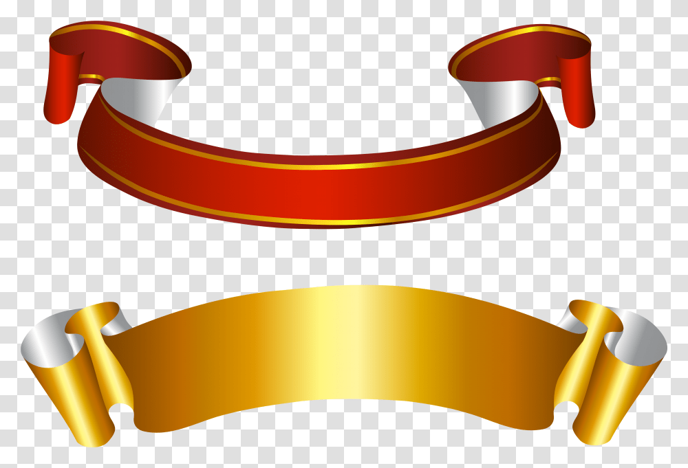 Gold And Red Banners Picture Curved Ribbon, Label, Text, Hammer, Accessories Transparent Png