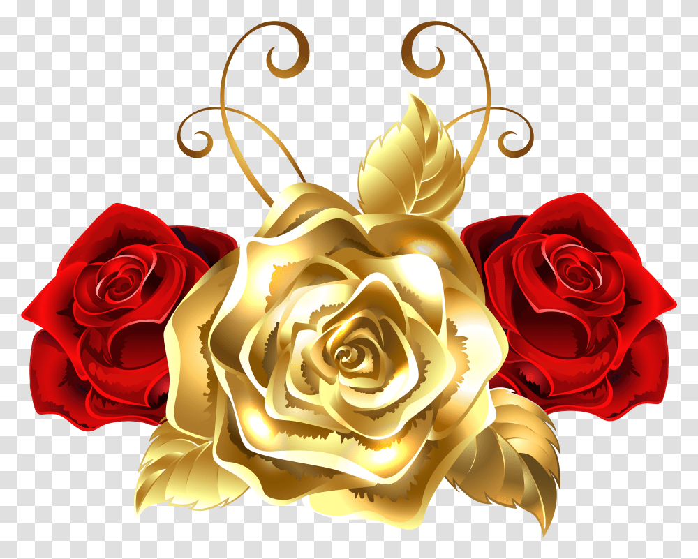 Gold And Red Roses Clip Art Gold Roses Transparent Png