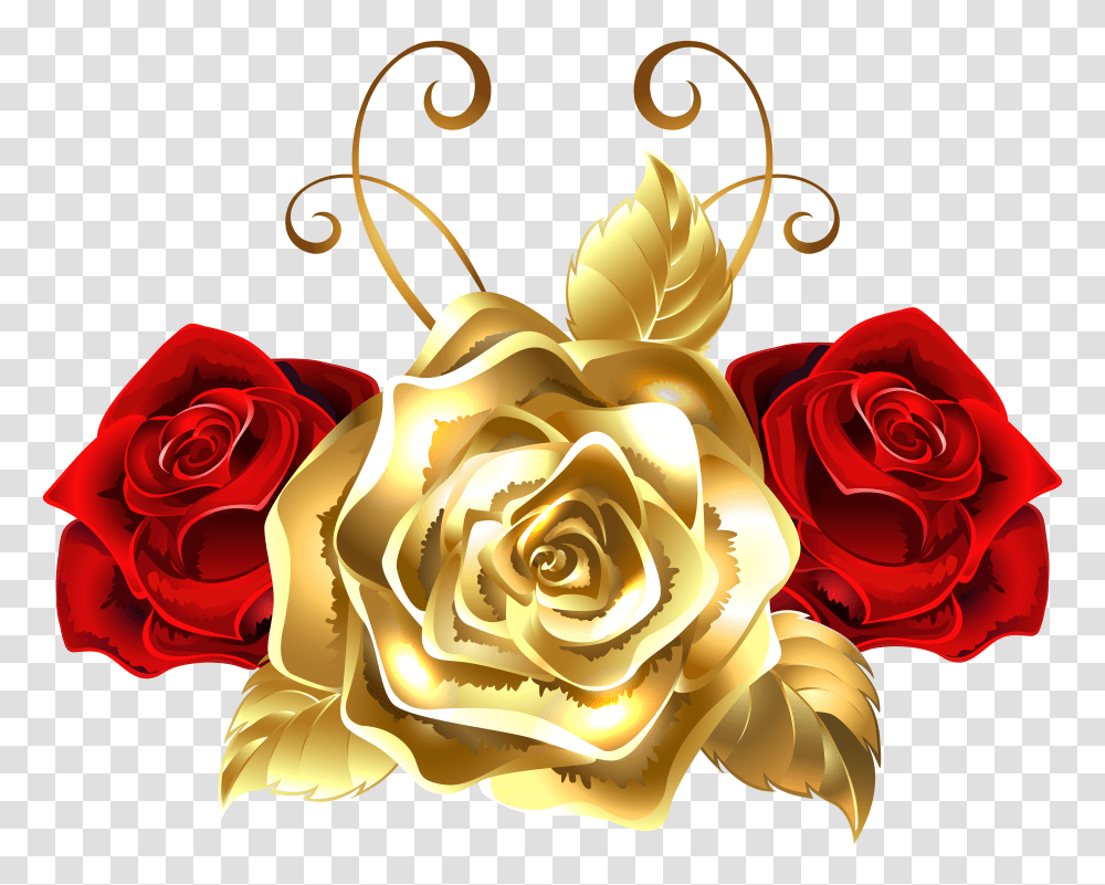 Gold And Red Roses Clip Art Image Gold Roses Transparent Png
