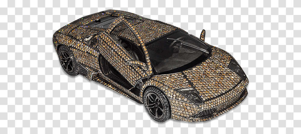 Gold And Silver Diamond Lamborghini, Car, Vehicle, Transportation, Crystal Transparent Png