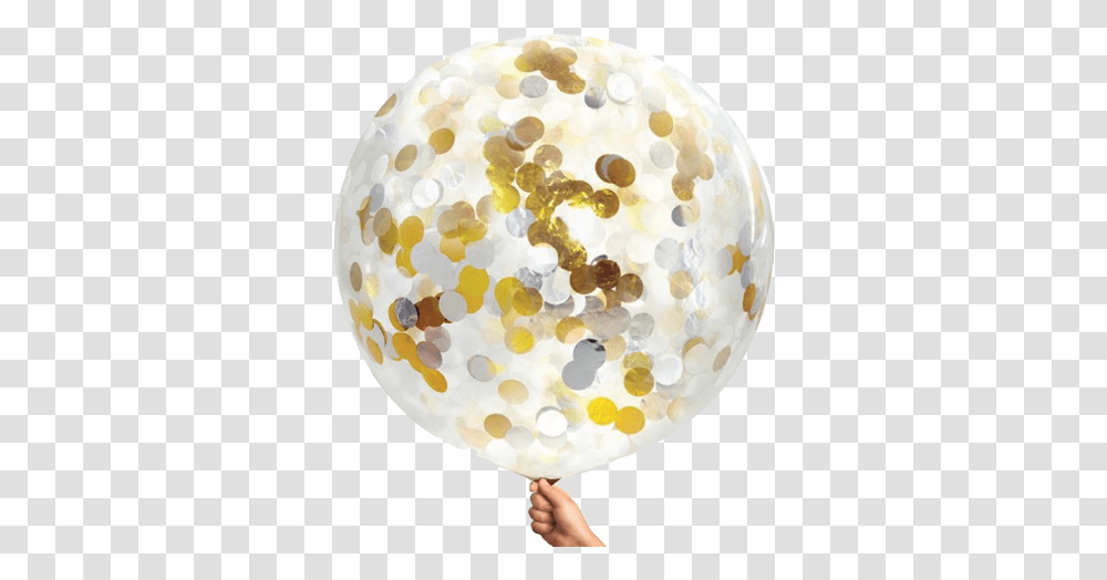 Gold And White Confetti Jumbo Balloon Just Party Supplies Nz Ballong Med Konfetti, Paper, Birthday Cake, Dessert, Food Transparent Png