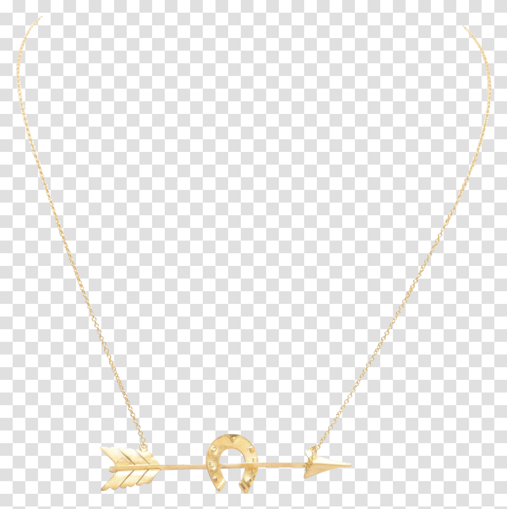Gold Arrow And Horseshoe Necklace Necklace, Pendant, Bow, Jewelry, Accessories Transparent Png