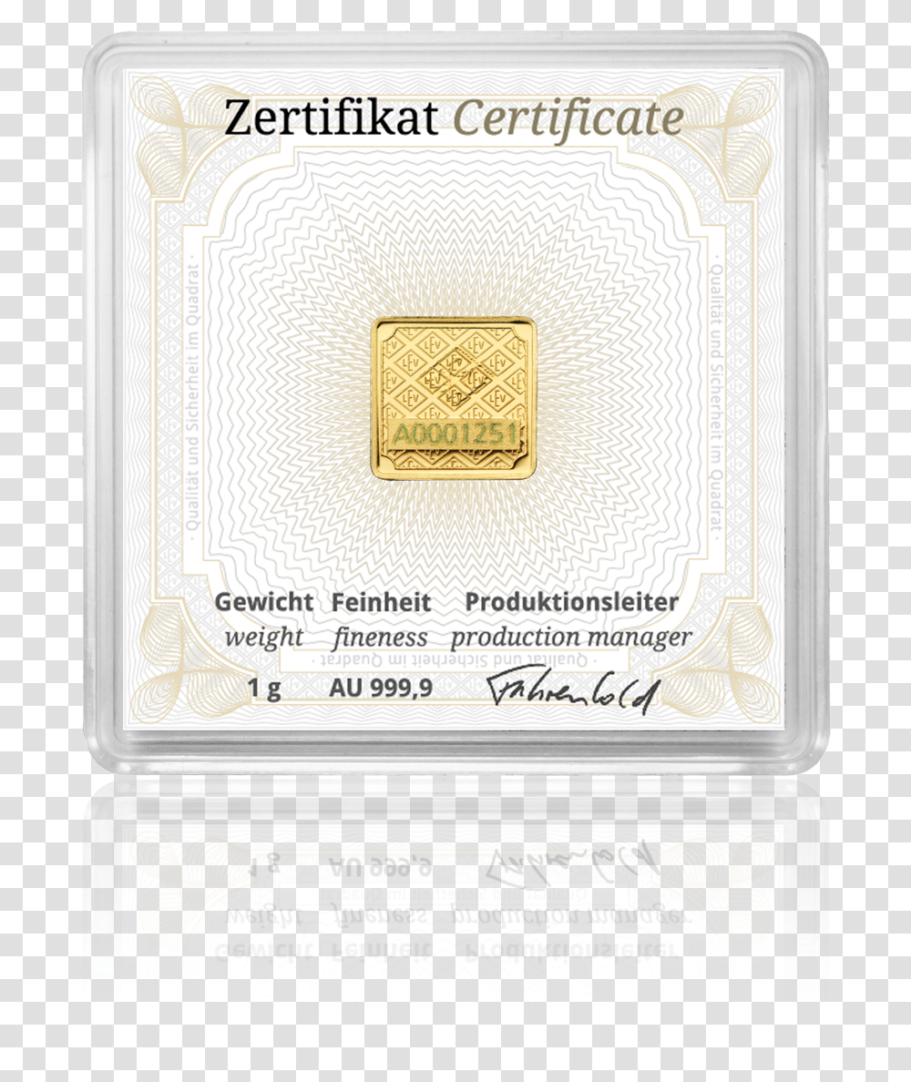 Gold Bar Degussa 1 Gram Gold Geiger, Passport, Id Cards, Document Transparent Png