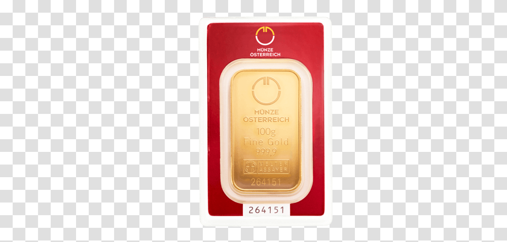Gold Bars 100 Gramme Good Delivery Bar Munze Osterreich Gold Bars, Bottle, Mobile Phone, Electronics, Cell Phone Transparent Png