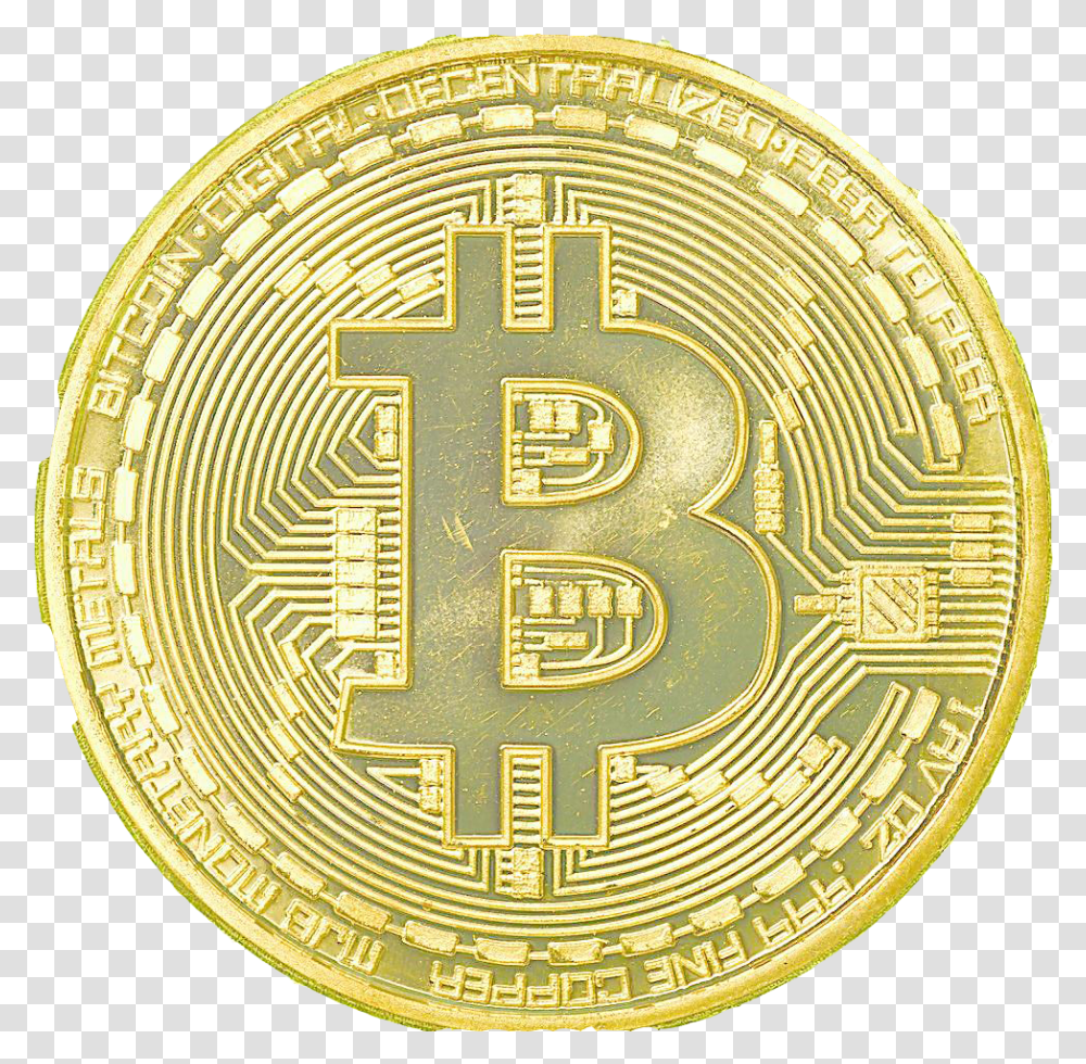 Gold Bitcoin, Money, Rug, Emblem Transparent Png
