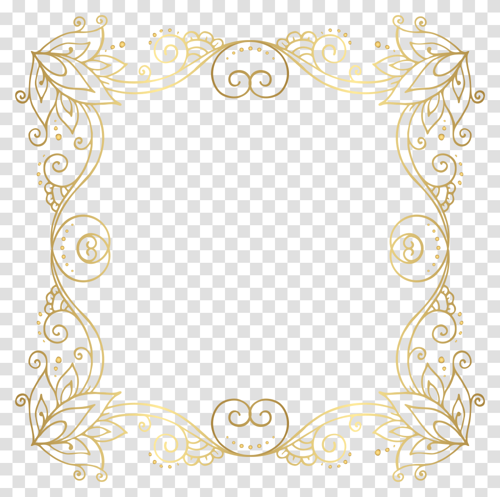 Gold Border Frame Clip Art Image, Floral Design, Pattern, Pottery Transparent Png