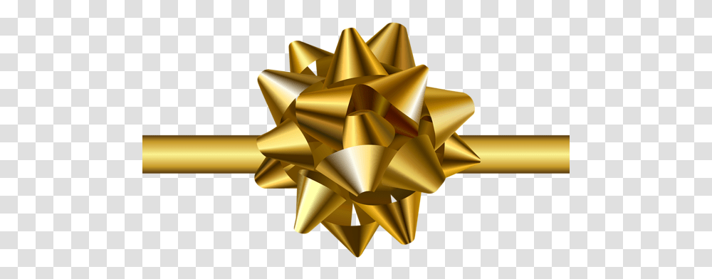 Gold Bow Clip Art Image Ribbon Christmas Gold Bow, Symbol, Star Symbol, Lamp Transparent Png