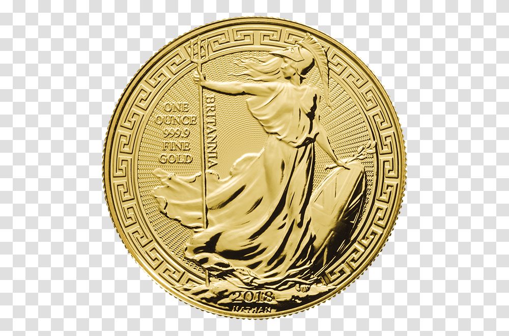 Gold Britannia With Oriental Border Front 1 Ounce Gold Britannia, Coin, Money, Person, Human Transparent Png