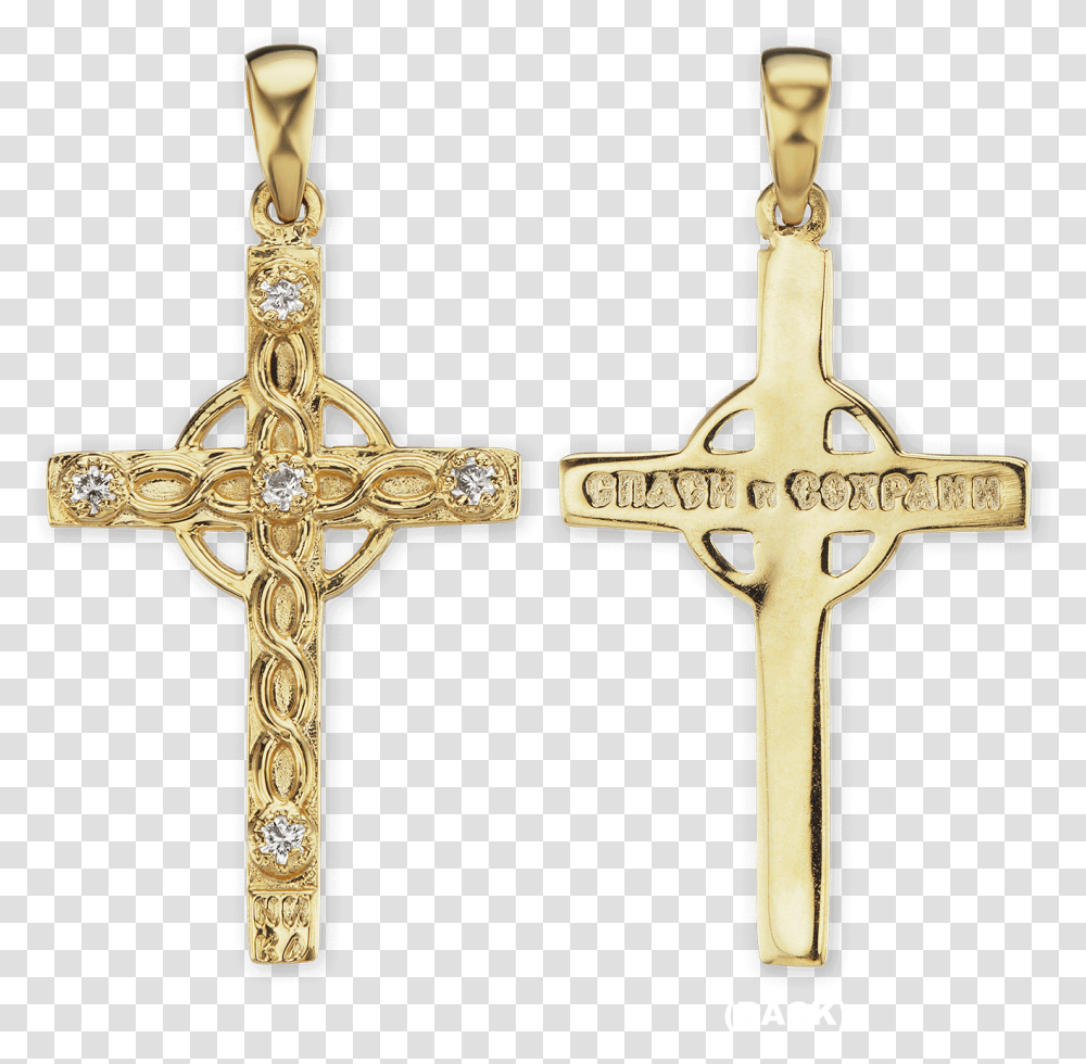 Gold Celtic Cross Pendant With Diamonds Cross, Crucifix Transparent Png